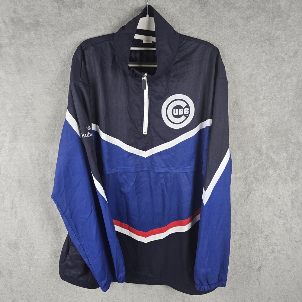 Vintage 90s Chicago Cubs Budweiser Windbreaker Jacket‎ Mens XL Navy Blue MLB